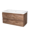 BRAUER Solution meuble sous lavabo 100x46x50cm 2 tiroirs sans poignée softclose avec 1 niche pour siphon MFC Forest Cacao SW370065