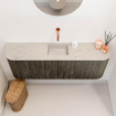 Mondiaz JOYA-DLUX Meuble de toilette 113,2 cm - arrondi gauche et droite couleur Shadow - Vasque FAYE position Milieu Sans trou de robinet couleur Opalo SW1422996