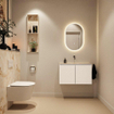 MONDIAZ TURE-DLUX Meuble toilette - 80cm - Talc - EDEN - vasque Frappe - position centrale - sans trou de robinet SW1102593