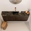 Mondiaz JOYA-DLUX 113.2cm toiletmeubel - ronding links en rechts kleur Walnut - Wastafel FAYE positie Midden Zonder kraangat kleur Lava. SW1422506