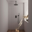 Brauer Black Carving Ensemble de douche de tête encastré - douche de tête 30 cm - 2 fonctions - - inclus partie encastrée - douchette barre 1 jet - Noir mat SW716228
