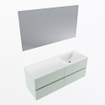 Mondiaz VICA ensemble de meuble de salle de bain - 130cm - meuble sous-vasque greey - 4 tiroirs - lavabo cloud droite - sans trous de robinet - couleur talc - miroir LED - version XL 60cm de haut SW1095466