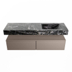 MONDIAZ ALAN - DLUX Ensemble de meubles de salle de bains - 150cm - meuble bas - Smoke - 2 tiroirs - lavabo suspendu - vasque à droite - 0 trous de robinet - Lava SW808123