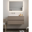 Mondiaz VICA ensemble de meuble de salle de bain - 100cm - meuble sous-vasque fumée - 2 tiroirs - lavabo nuage gauche - sans trou de robinet version XL 60cm de haut SW1089804