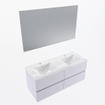 Mondiaz VICA ensemble de meuble de salle de bain - 120cm - meuble sous-vasque cale - 4 tiroirs - lavabo denia double - 2 trous de robinet - couleur Blanc Brillant - miroir LED - version XL 60cm de haut SW1091930