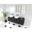 HR badmeubelen Matrix 3D badkamermeubelset 160cm 2 lades greeploos met greeplijst en zij-kast in kleur Zwart mat SW857109