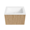 MONDIAZ KURVE 60cm Meuble salle de bain - couleur Oak - 1 tiroir - vasque CLOUD centre - 1 trou de robinet - Talc SW1138142