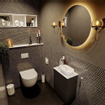 Mondiaz Fowy Meuble de toilette - 40x50x23cm - urban mat - 1 trou de robinet - lavabo à droite - 1 porte - solid surface - plan MDF - lavabo : blanc SW760836