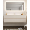 Mondiaz VICA ensemble de meuble de salle de bain - 150cm - meuble sous-vasque lin - 2 tiroirs - lavabo lune milieu - 1 trou de robinet - miroir LED - version XL 60cm haut SW1098301