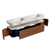 MONDIAZ THOR-DLUX Meuble de salle de bains 190cm arrondi gauche + droite couleur Ruby avec 2 tiroirs et 2 portes. Vasque suspendue CLOUD Double 2 trous de robinet couleur Frappe. SW1466501