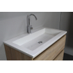 Basic Bella Meuble salle de bains avec lavabo acrylique Blanc 80x55x46cm 1 trou de robinet avec miroir et éclairage Chêne SW491791