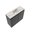 MONDIAZ TURE-DLUX Meuble toilette - 60cm - Dark Grey - EDEN - vasque Glace - position centrale - 1 trou de robinet SW1103269