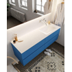 Mondiaz VICA ensemble de meuble de salle de bain - 150cm - meuble sous-vasque jeans - 4 tiroirs - lavabo cloud droite - sans trou de robinet version XL 60cm de haut SW1091003