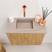 Mondiaz JOYA-DLUX Meuble de toilette 50cm - couleur Oak - Vasque FAYE position Gauche Sans trou de robinet couleur Saba SW1424174