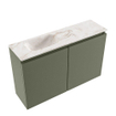 MONDIAZ TURE-DLUX Meuble toilette - 80cm - Army - EDEN - vasque Frappe - position gauche - 1 trou de robinet SW1102652