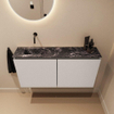 MONDIAZ TURE-DLUX Meuble toilette - 100cm - Linen - EDEN - vasque Lava - position gauche - sans trou de robinet SW1103896