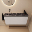 MONDIAZ TURE-DLUX Meuble WC 100cm Linen. Lavabo EDEN Lava position gauche. Sans trou de robinet. SW1103896