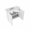 MONDIAZ TURE-DLUX Meuble WC 60 cm Talc. Lavabo EDEN Opalo position gauche. Sans trou de robinet. SW1104144