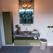 Mondiaz ALAN-DLUX Ensemble de meuble - 120cm - meuble Army mat - 2 tiroirs - Lavabo Cloud Lava suspendu - vasque Centre - 1 trou de robinet SW808590