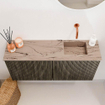 Mondiaz JOYA-DLUX 90cm meuble de salle de bains - couleur Shadow - Vasque FAYE position Droite Sans trou de robinet couleur Arena. SW1424817