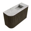 Mondiaz JOYA-DLUX Meuble de toilette 61,6cm - arrondi gauche couleur Shadow - Vasque FAYE position Droite Sans trou de robinet couleur Glace SW1422774