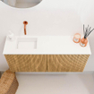 Mondiaz JOYA 90cm toiletmeubel - kleur Oak - Wastafel FAYE positie Links Zonder kraangat kleur Talc. SW1421123