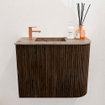 Mondiaz JOYA-DLUX 51.6cm toiletmeubel - ronding rechts kleur Walnut - Wastafel FAYE positie Links 1 kraangat kleur Arena. SW1424354