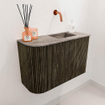 Mondiaz JOYA-DLUX Meuble de toilette 61.6cm - arrondi gauche couleur Shadow - Lavabo FAYE position Droite Sans trou de robinet couleur Oza SW1426255