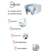 Xellanz Flow wandcloset rimless met nano coating met Flow toiletzitting softclose en quick release glans wit SW48096