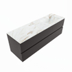 Mondiaz VICA-DLUX ensemble de meuble de salle de bain - 150cm - meuble sous-vasque gris foncé - 2 tiroirs - lavabo encastré cloud droite - 1 trou de robinet - version haute de 60cm - frape SW1088839