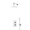 Fortifura Calvi Ensemble de douche pluie encastrable - thermostatique - bras mural - pommeau 25cm - douchette stick - flexible en métal - Chrome SW1233176