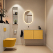MONDIAZ TURE-DLUX meuble WC 100 cm Ocher. EDEN lavabo Opalo position gauche. Sans trou de robinet. SW1105188