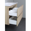 Basic Line Bella Badkamermeubelset - 80x55x46cm - 1 wasbak - Keramiek - Wit - 1 kraangat - Spiegelkast zonder verlichting - MDF Eiken SW398129