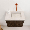 Mondiaz JOYA-DLUX 40cm toiletmeubel - kleur Walnut - Wastafel FAYE positie Rechts Zonder kraangat kleur Ostra. SW1422573