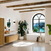 MONDIAZ THOR-DLUX 140cm badmeubel ronding links + rechts kleur Oak met 1 lade en 2 deuren. Vrijhangende wastafel CLOUD Midden 1 kraangat kleur Saba. SW1464312