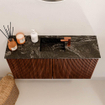 Mondiaz JOYA-DLUX Meuble de salle de bains 80cm - couleur Ruby - Vasque FAYE position Milieu 1 trou de robinet couleur Lava SW1423607