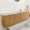 Mondiaz JOYA-DLUX 123.2cm toiletmeubel - ronding links en rechts kleur Oak - Wastafel FAYE positie Midden 1 kraangat kleur Frappe. SW1421966