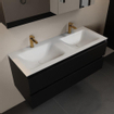 Mondiaz AIVY Ensemble de meuble - 120x45x50cm - 2 trous de robinet - 2 vasques talc Solid surface - Gauche et droite - 2 tiroirs - avec armoire de toilette - MDF Urban SW892308