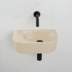 QeramiQ Fuente Ensemble de Lavabo - 40x21.5x12cm - lisse - demi-rond - sans trou pour robinet - céramique - ensemble de robinet noir mat - bouchon de vidange - siphon abaissé - beige SW1233085