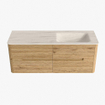 Mondiaz CIRO-DLUX Badkamermeubelset - 130x45x50cm - Solid surface wastafel Meli - 1 wasbak Rechts - zonder kraangaten - 4 lades - Oak SW1531438