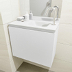 Mondiaz OLAN Meuble lave-mains 60x30x40cm 1 trou de robinet 1 tiroir Talc mat avec lavabo LEX Droite Solid Surface Blanc SW473187