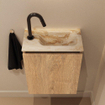 MONDIAZ TURE-DLUX meuble de toilettes 40 cm Washed Oak. EDEN lavabo Frappe position droite. Avec 1 trou de robinet. SW1103041