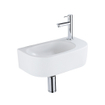 Fugaflow Efficiente Pietra Ensemble de fontaine - 40x21,5x12cm - droite - lisse - demi-ronde - 1 trou de robinet - céramique - robinet de fontaine chrome - bouchon de vidange - siphon abaissé - blanc mat SW1442357