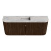 Mondiaz JOYA-DLUX Meuble de salle de bains 103,2cm - arrondis gauche et droite couleur Noyer - Vasque FAYE position Milieu Sans trou de robinet couleur Glace SW1422418