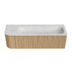 MONDIAZ KURVE-DLUX 145cm Meuble salle de bain avec module 25 G - couleur Oak - 1 tiroir - 1 porte - vasque BIG LARGE droite - 1 trou de robinet - couleur Opalo SW1137577