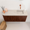 Mondiaz JOYA-DLUX Meuble de toilette 81,6cm - arrondi gauche couleur Ruby - Vasque FAYE position Droite Sans trou de robinet couleur Opalo. SW1423751
