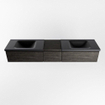 MONDIAZ BUKLA 200cm meuble de salle de bain avec module 40 couleur Marron Foncé avec 3 tiroirs. Lavabo CLOUD double 2 trous de robinet couleur Urban. SW1382229
