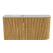 Mondiaz JOYA-DLUX Meuble de toilette 81,6cm - arrondi droite couleur Chêne - Vasque FAYE position Gauche 1 trou de robinet couleur Opalo. SW1422143