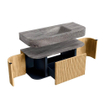 MONDIAZ THOR-DLUX 110cm badmeubel ronding links + rechts kleur Oak met 1 lade en 2 deuren. Vrijhangende wastafel CLOUD Midden 1 kraangat kleur Oza. SW1462960