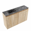 MONDIAZ TURE-DLUX Meuble toilette - 80cm - Washed Oak - EDEN - vasque Lava - position gauche - sans trou de robinet SW1104088